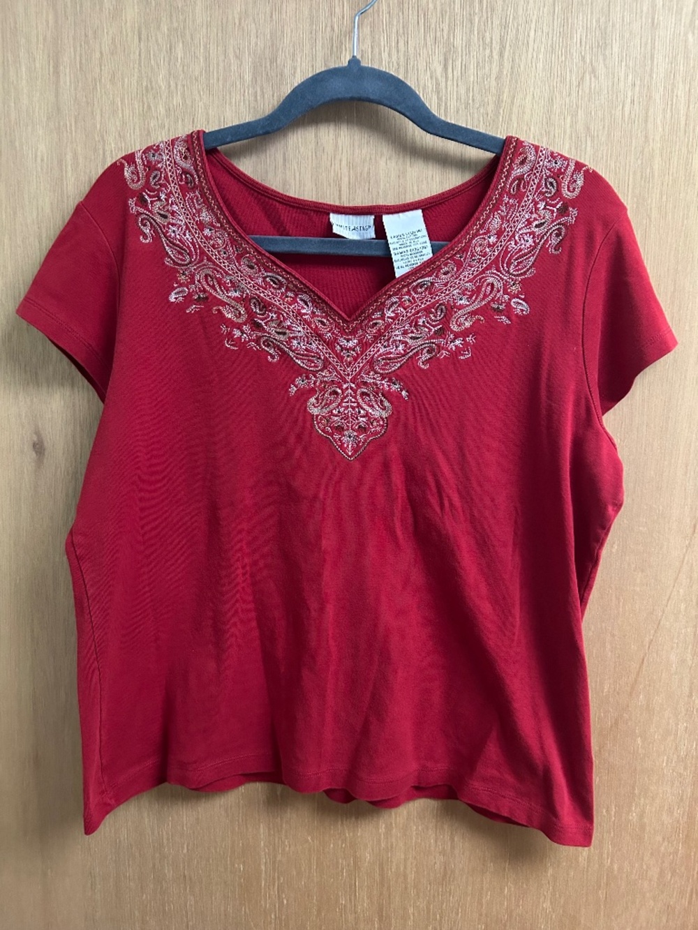 Red Short Sleeve Paisley Print T-Shirt